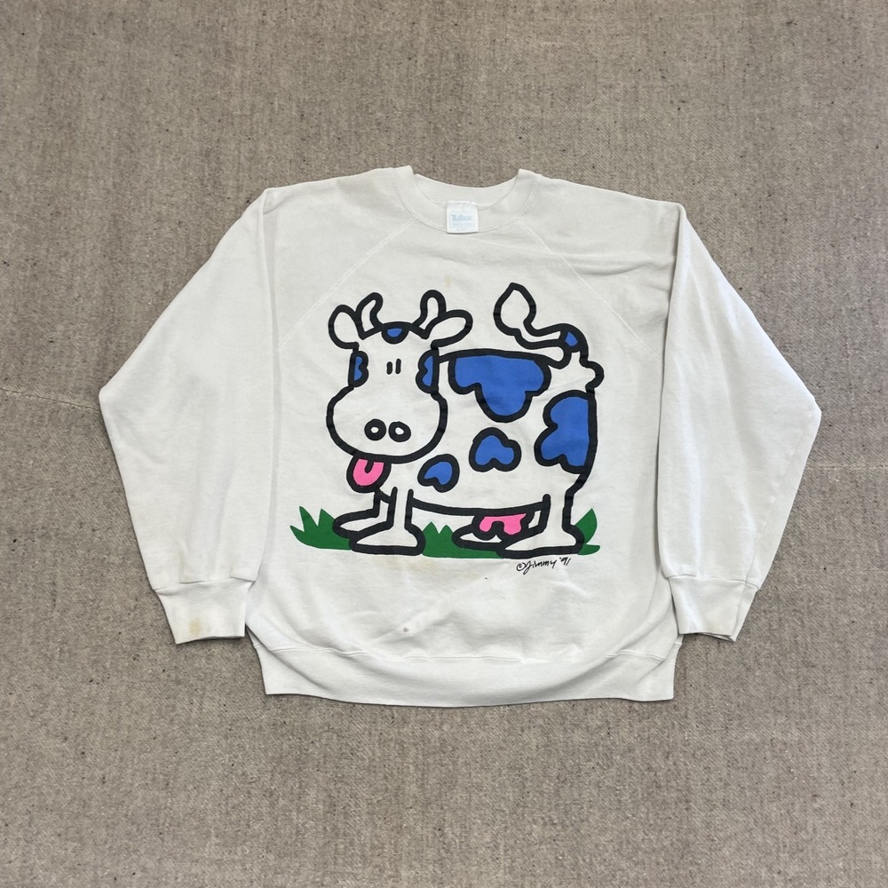 vintage Pop Art Jimmy Cow Sweatshirt mens xl white 1990s tultex art
